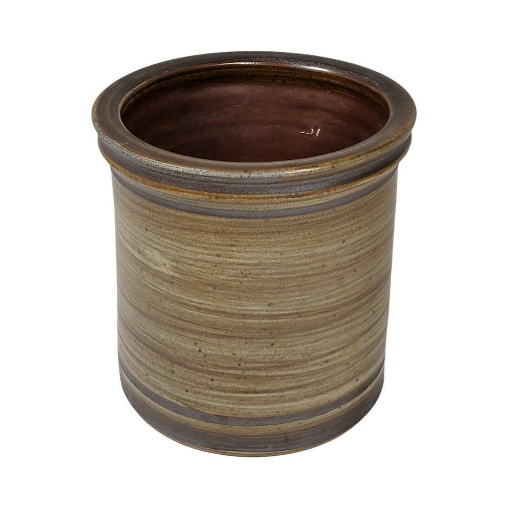Mid-Century Modern Mideke Crock mcm Jar Utensil Holder Studio Art Pottery Swirl